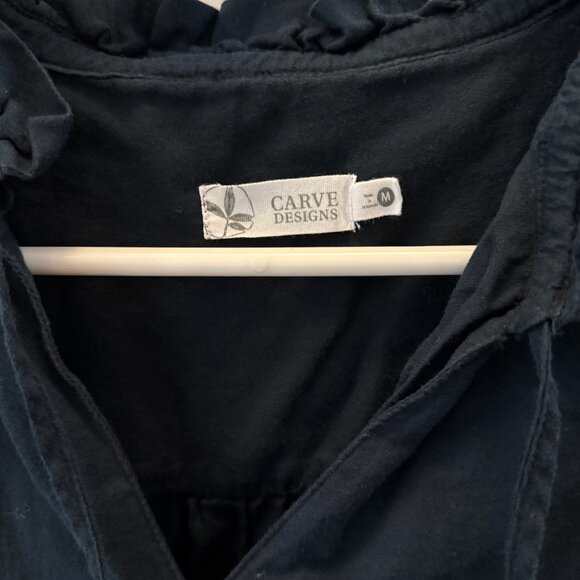 Carve Designs Black Cotton Tank with Flutter Sleeves and Ties, Size M - Picture 2 of 3